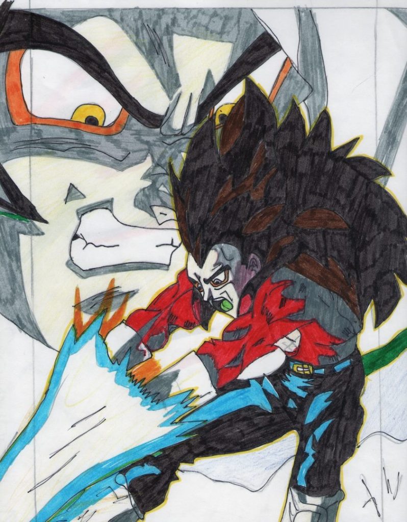 Disegno Vegeta SSJ4 su Carta
