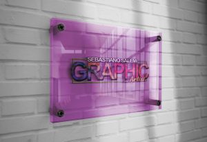 Mockup 3d glass plate logo graphic